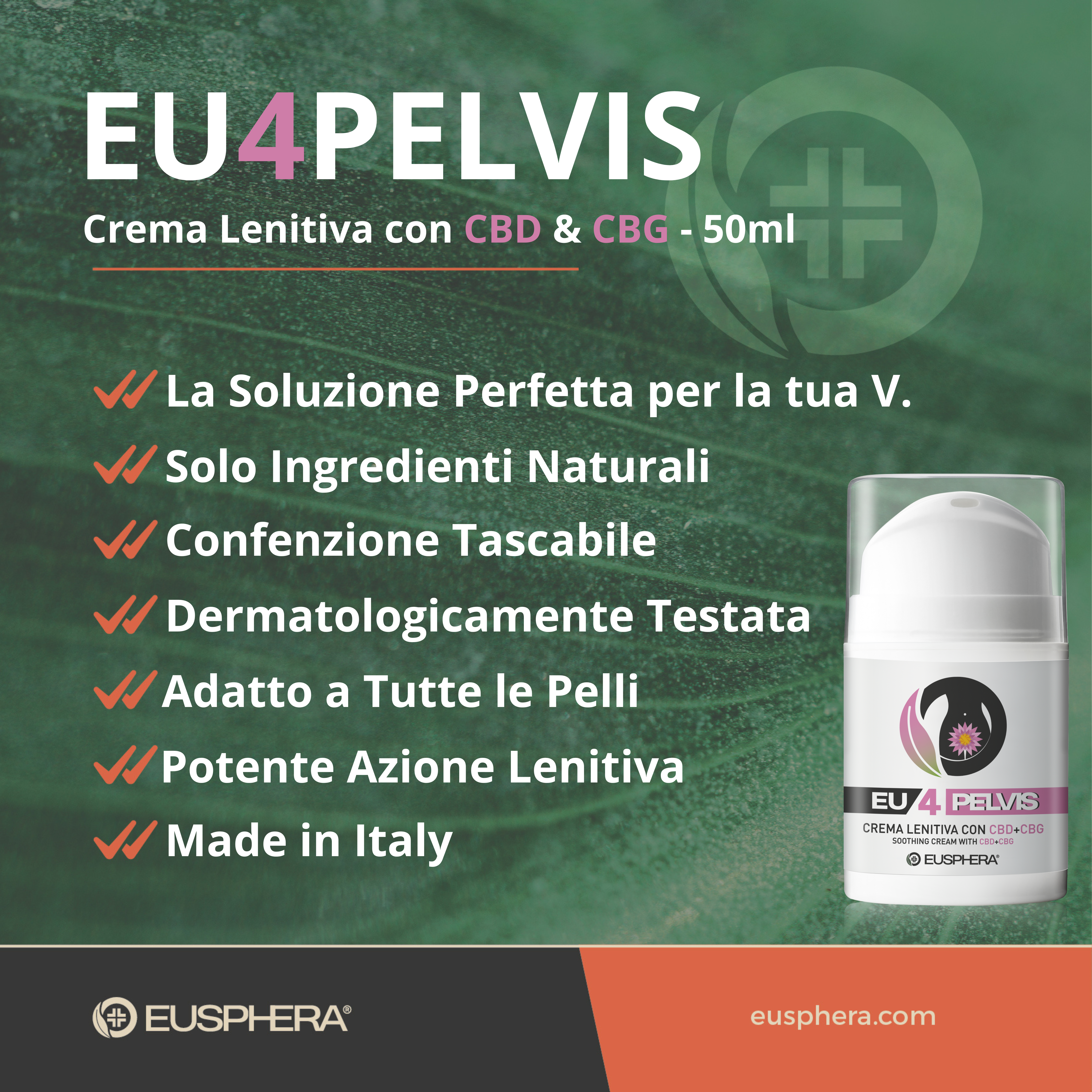 EU4PELVIS - Per il Pavimento Pelvico, Naturale e Lenitiva - 50 ml